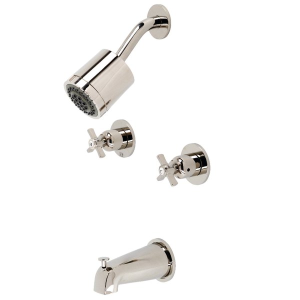 Kingston Brass Tub and Shower Faucet, Polished Nickel, Wall Mount KBX8146ZX